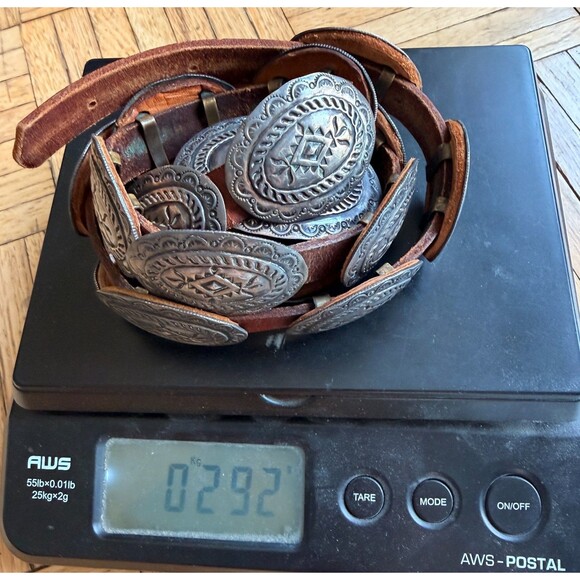 LARGE STERLING SILVER HANDMADE CONCHO BELT - 16 conches 290 grams main image 9
